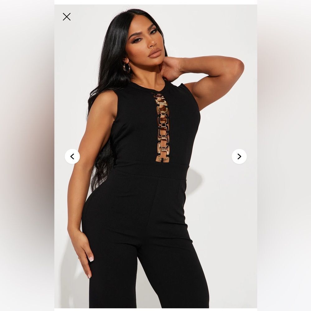 NWT - Fashion Nova Brooklyn Jumpsuit - Black - Size 2X - Picture 2 of 6